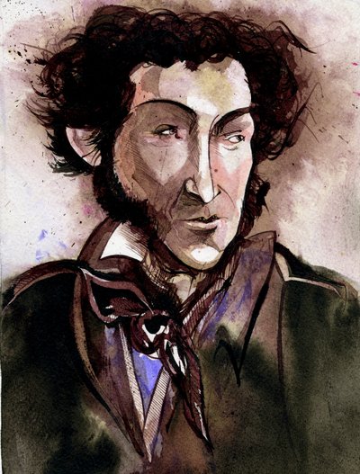 Alexander Puschkin - Karikatur des russischen Dichters und Schriftstellers von Neale Osborne